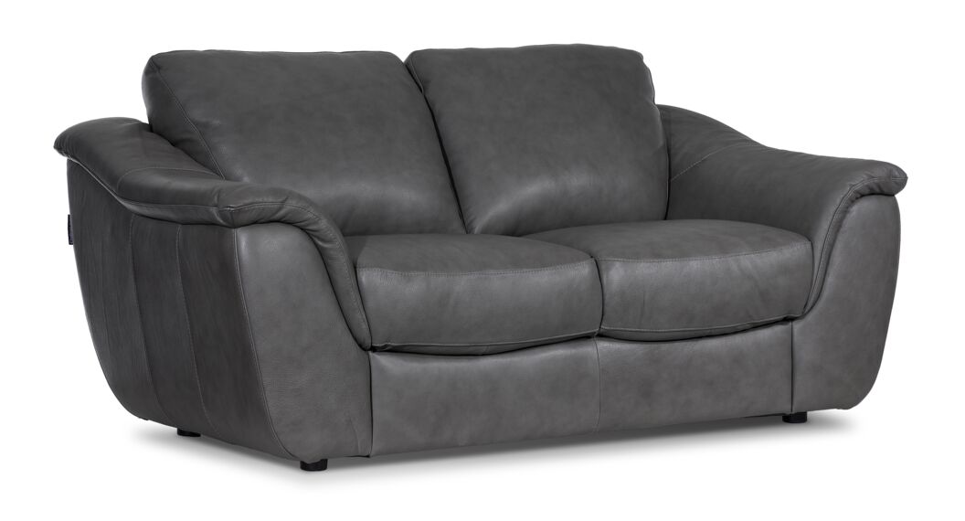 [IN-STOCK EXAMPLE] - Harris Leather Loveseat- Grey
