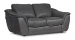[IN-STOCK EXAMPLE] - Harris Leather Loveseat- Grey
