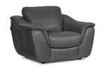Harris Leather Sofa, Loveseat and Chair Set- Grey
