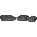 Harris Leather Sofa, Loveseat and Chair Set- Grey