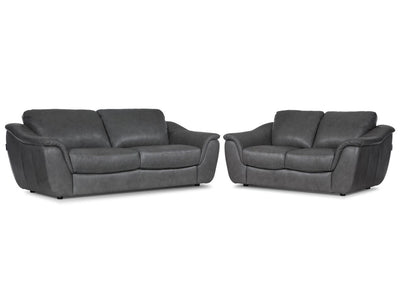 Harris Leather Sofa and Loveseat Set- Grey