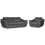 Harris Leather Sofa and Chair Set- Grey