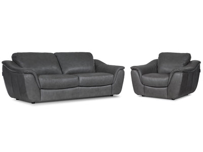 Harris Leather Sofa and Chair Set- Grey