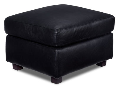 Icon Leather Ottoman - Black