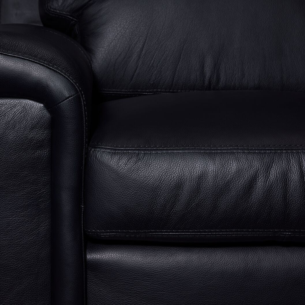 Icon Leather Sofa, Loveseat and Chair Set- Black