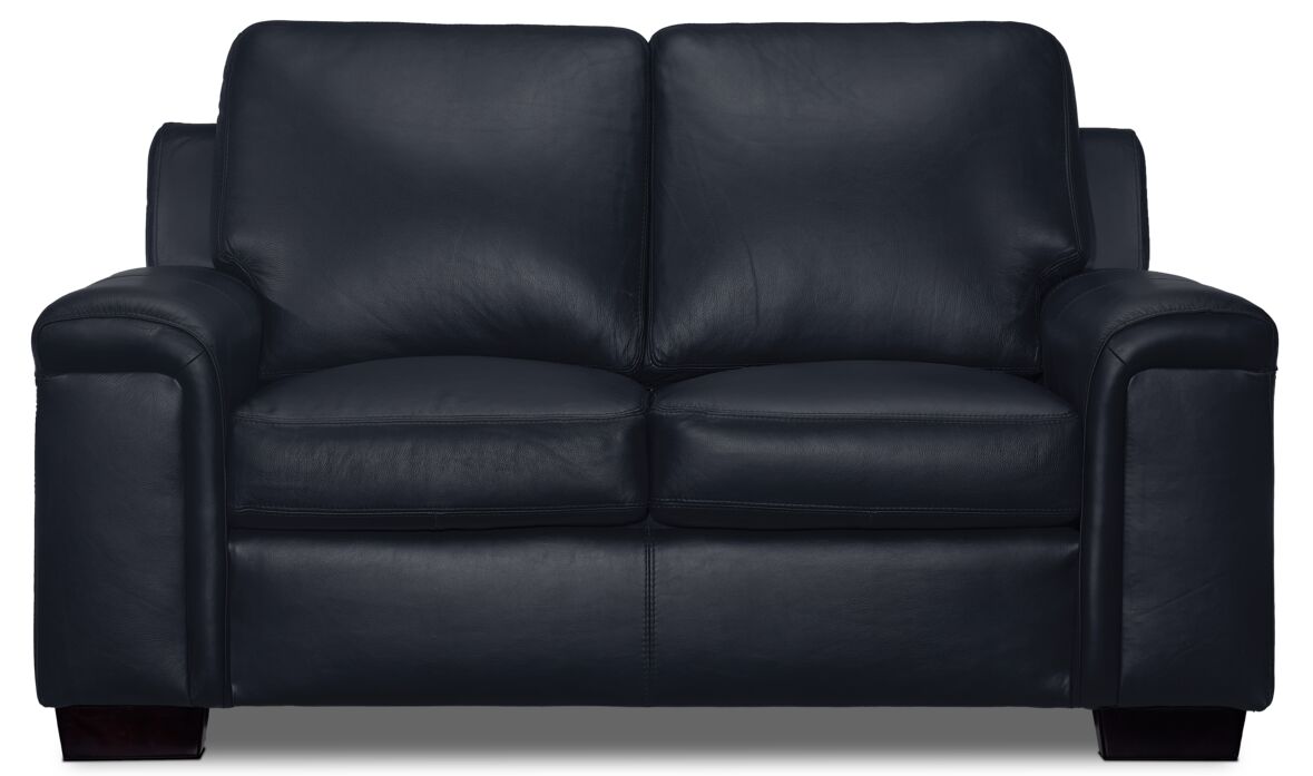 Icon Leather Loveseat - Navy