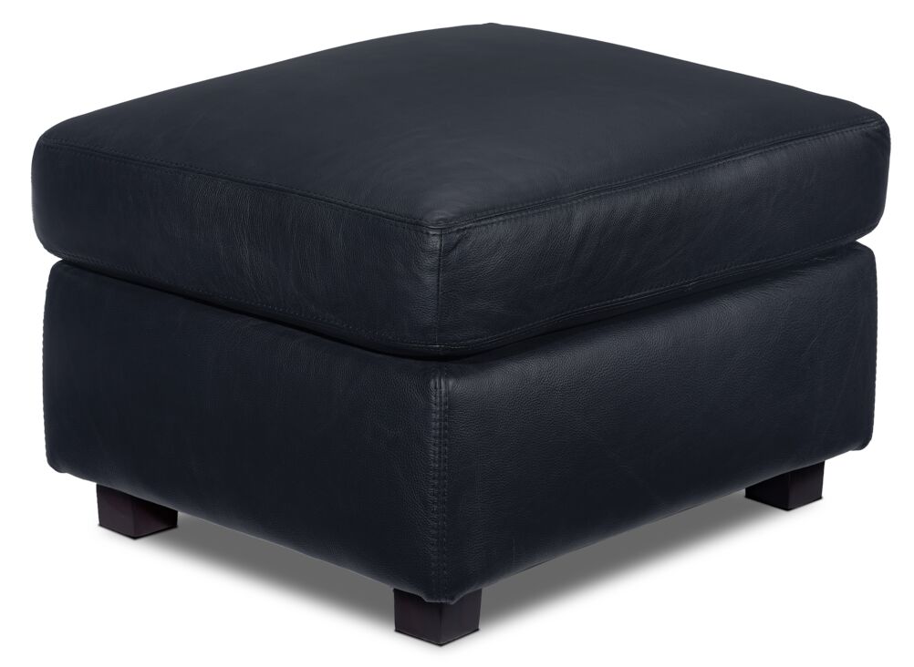 Icon Leather Ottoman - Navy