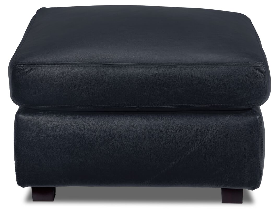 Icon Leather Ottoman - Navy