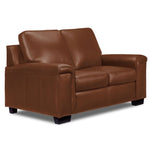 Icon Leather Sofa and Loveseat Set - Saddle