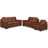 Icon Leather Sofa, Loveseat and Chair Set - Saddle