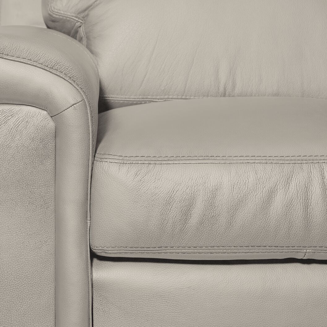 Icon Leather Sofa and Chair Set - Silver Grey