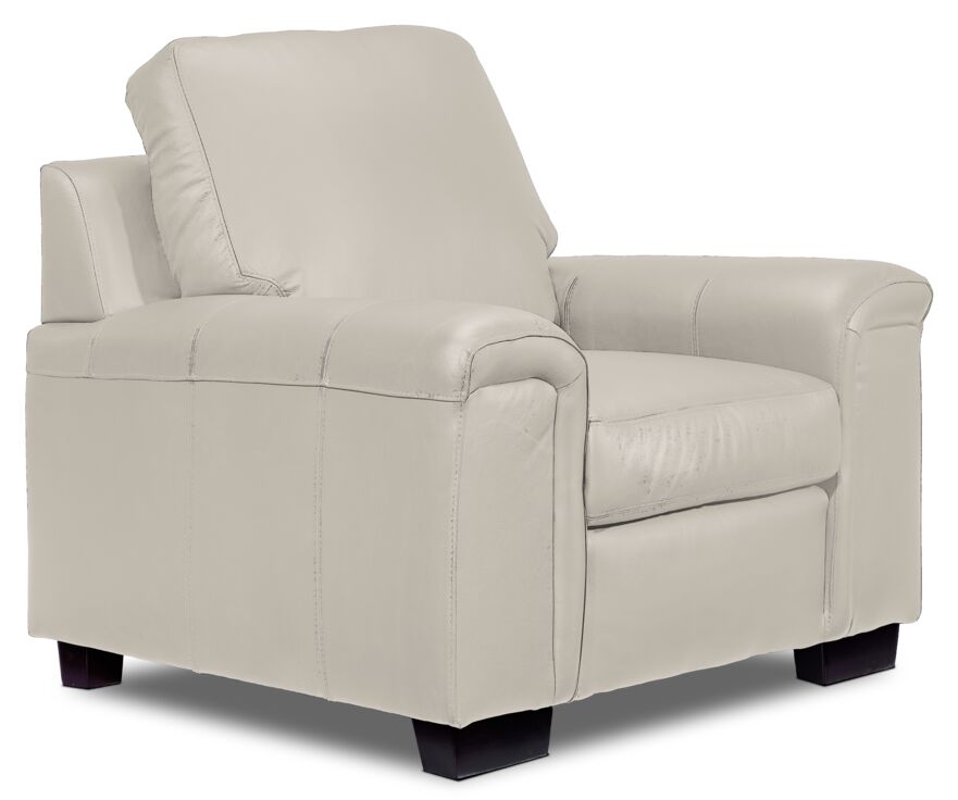 Icon Leather Sofa and Chair Set - Silver Grey