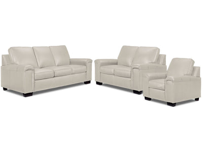 Icon Leather Sofa, Loveseat and Chair Set - Silver Grey