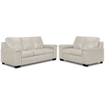 Icon Leather Sofa and Loveseat Set - Cloud Grey