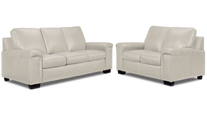 Icon Leather Sofa and Loveseat Set - Cloud Grey