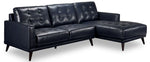 Jersey 2 Pc. Leather Sectional with Right Facing Chaise - Navy