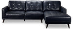 Jersey 2 Pc. Leather Sectional with Right Facing Chaise - Navy