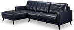 Jersey 2 Pc. Leather Sectional with Left Facing Chaise - Navy