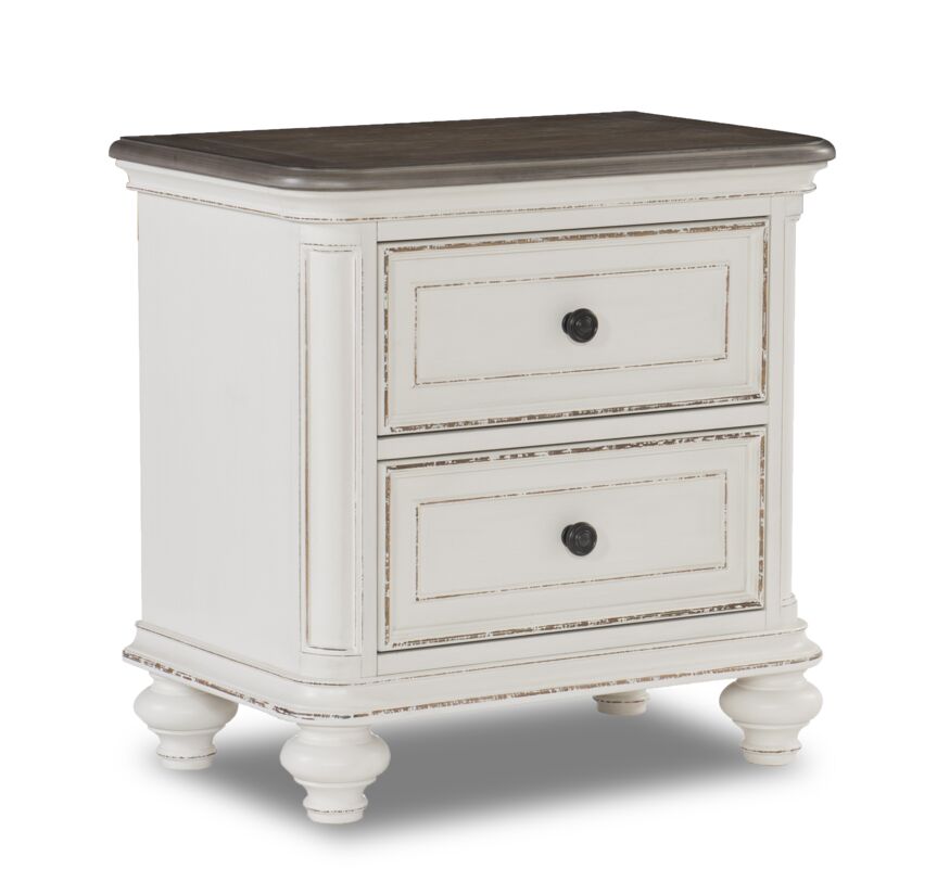 Kamari 6-Piece Queen Bedroom Package - Antique White, Brown