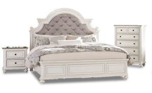 Kamari 5-Piece King Bedroom Package - Antique White, Brown