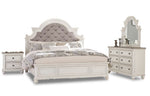 Kamari 6-Piece Queen Bedroom Package - Antique White, Brown
