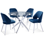 Kate II 5-Piece Dining Set - Chrome, Blue