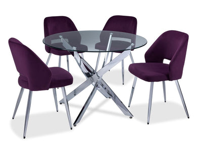 Kate II 5-Piece Dining Set - Chrome, Aubergine