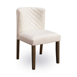 Kayla Dining Chair – Off White Faux Leather with Espresso Legs – Side Angle View 2