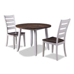 Kona 3-Piece Drop Leaf Dining Set - White and Grey-Brown