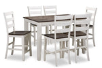 Kona 7-Piece Pub Height Dining Set - White and Grey-Brown