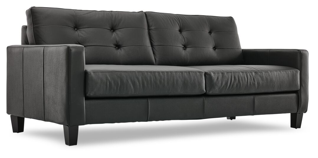 Kylie Leather Sofa and Chair Set - Dark Grey