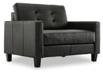 Kylie Leather Sofa and Chair Set - Dark Grey