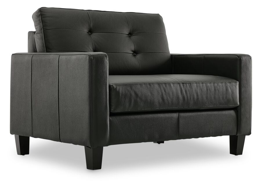 Kylie Leather Sofa and Chair Set - Dark Grey