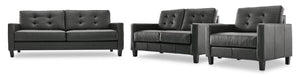 Kylie Leather Sofa, Loveseat and Chair Set - Dark Grey