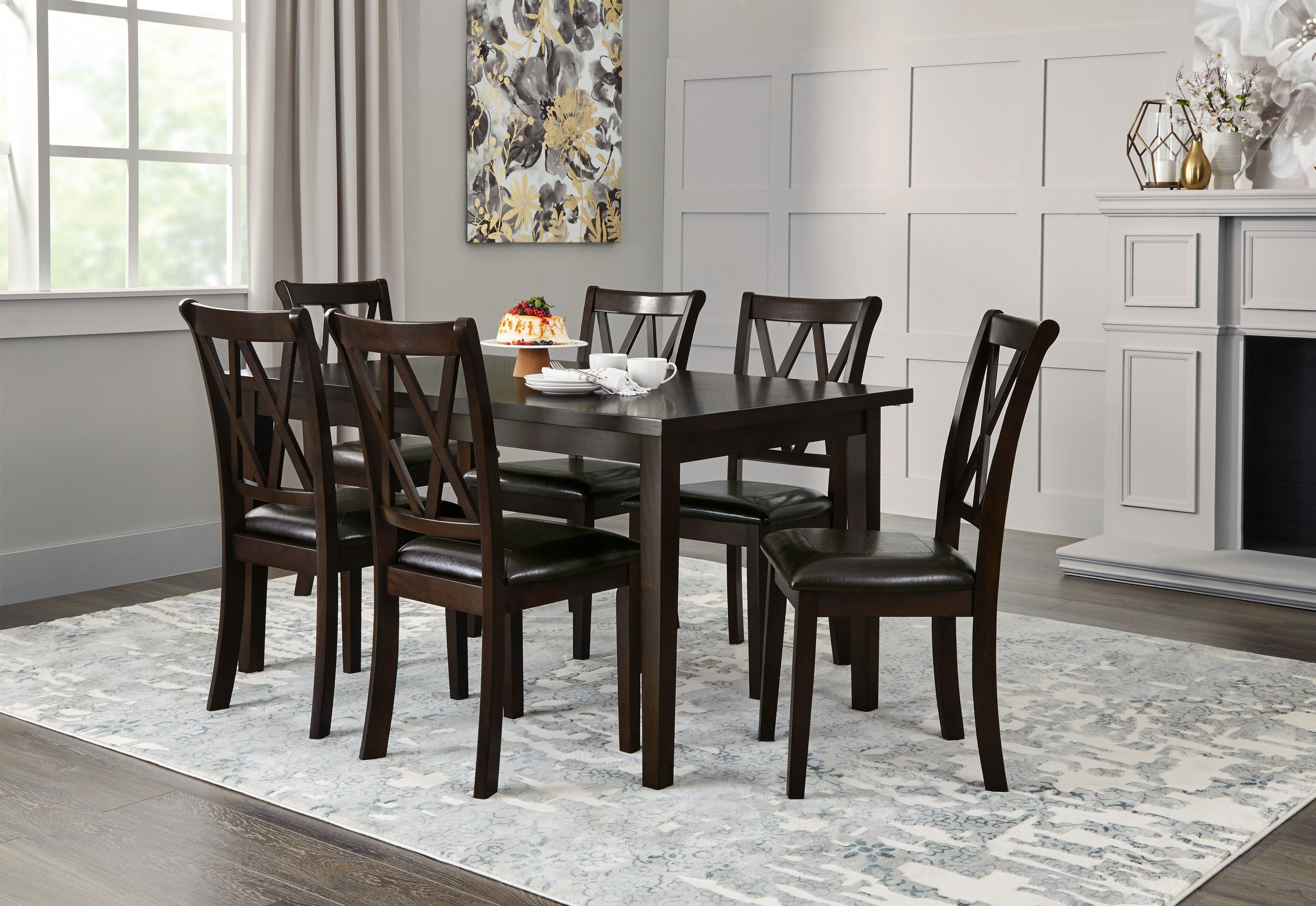 Lauren 7-Piece Dining Set - Dark Brown, Brown