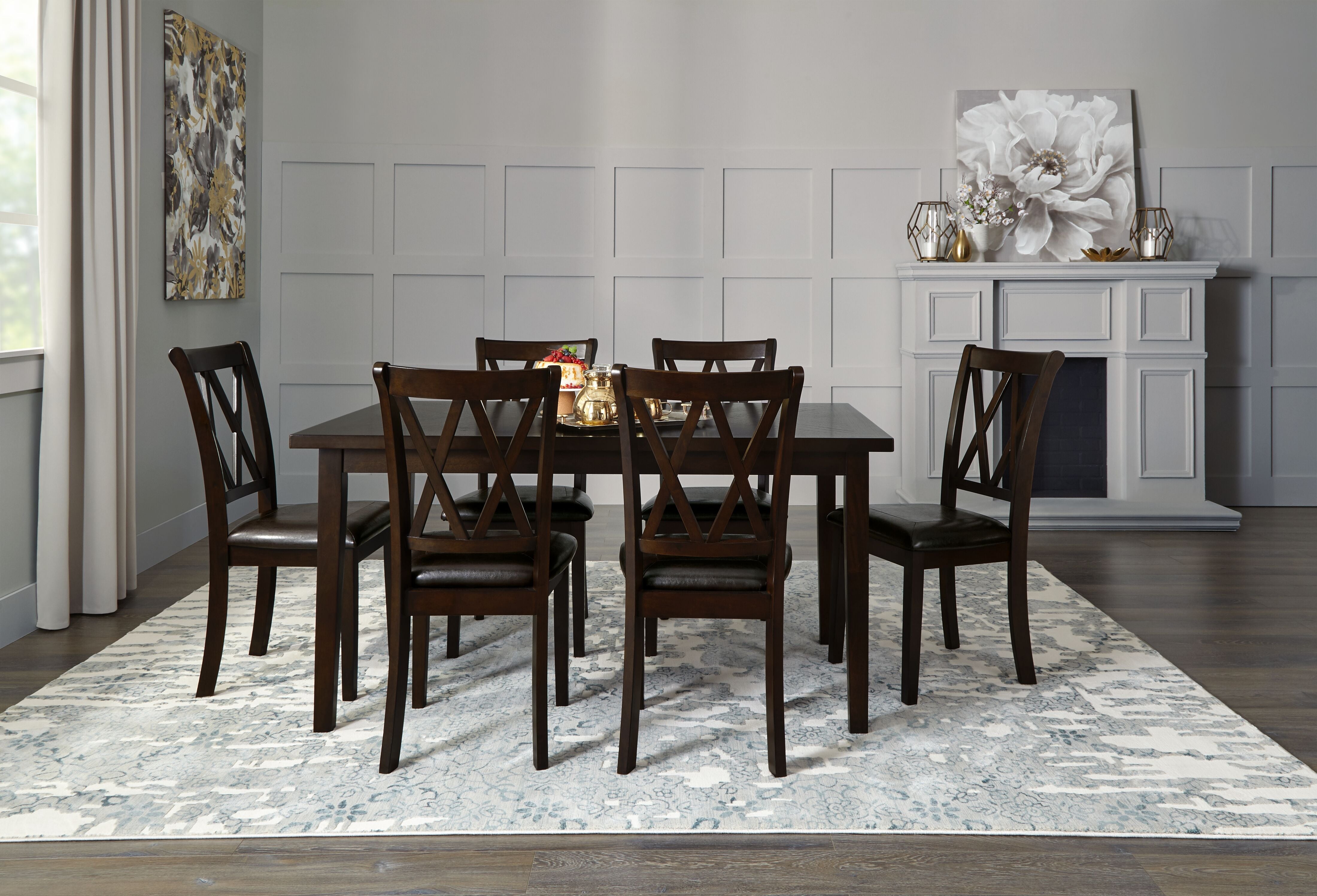 Lauren 7-Piece Dining Set - Dark Brown, Brown