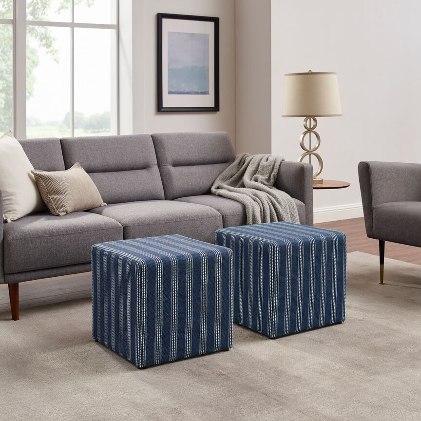 Liam Ottoman - Navy Stripe