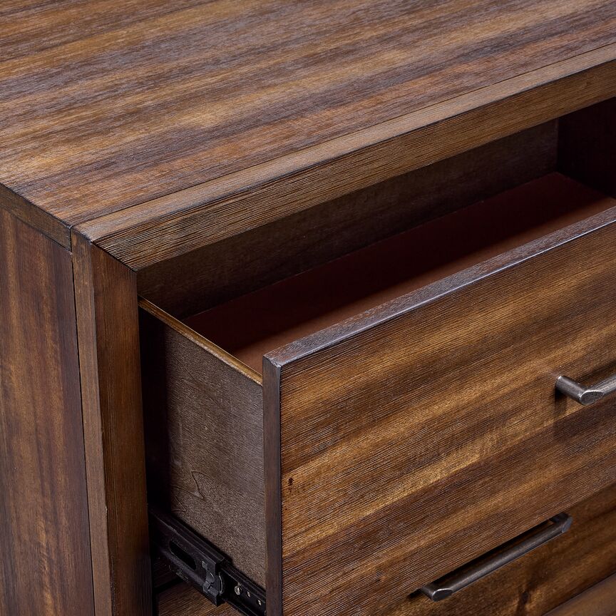 Lotus Night Table - Wire Brushed Brown