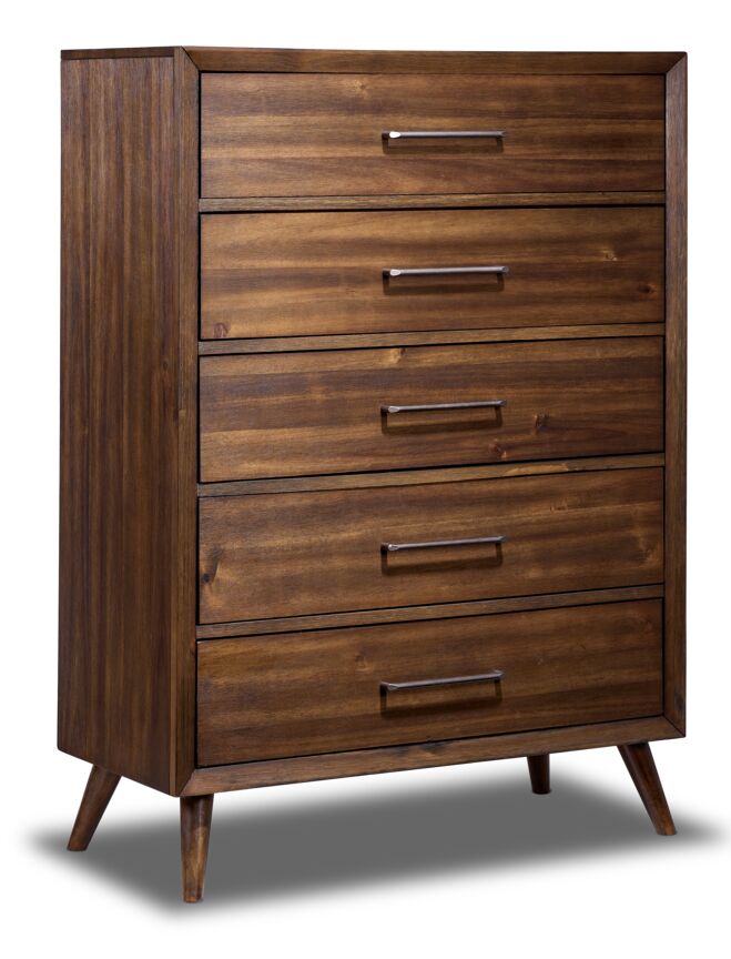 Lotus 5 Piece King Panel Storage Bedroom Package - Wire Brushed Brown