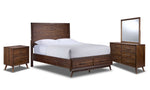 Lotus 6 pc King Panel Storage Bedroom Package - Wire Brushed Brown