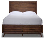 Lotus 3 Piece King Panel Storage Bed - Wire Brushed Brown