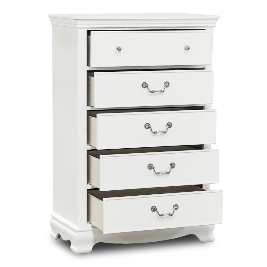 Melanie 5 Drawer Chest - White