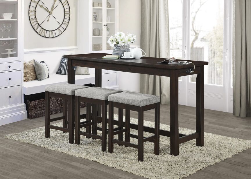 Nova 4-Piece Counter-Height Dining Set - Espresso and Grey