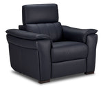 Orlando-Ray Leather Sofa and Chair Set-Blue