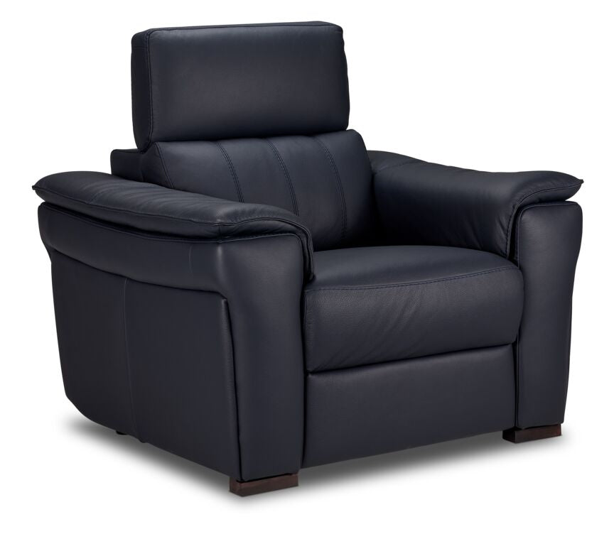 Orlando-Ray Leather Sofa and Chair Set-Blue