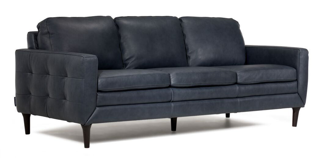 Oscar Leather Sofa, Loveseat and Chair Set-Blue