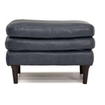 Oscar Leather Ottoman-Blue