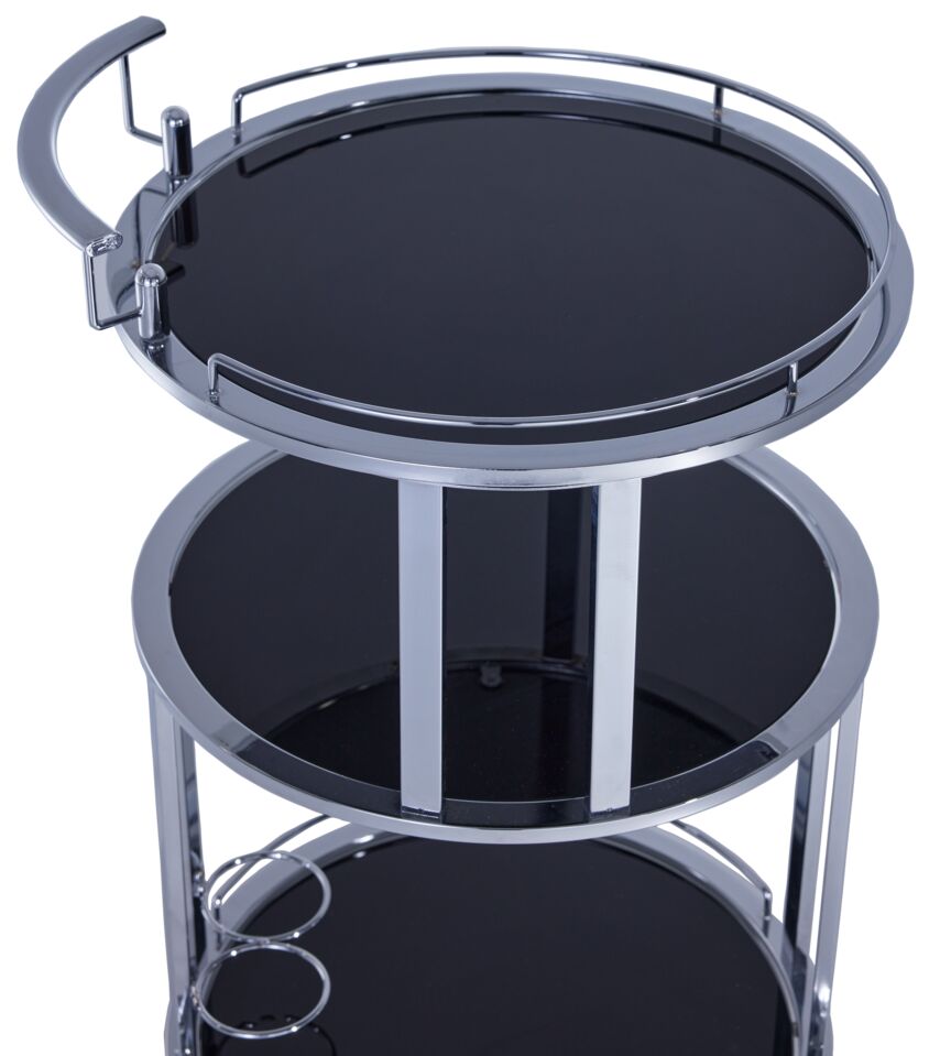 Otero Bar Cart - Chrome, Black