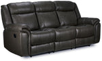 Plaza Reclining Leather Sofa and Rocker Recliner Set - Grey