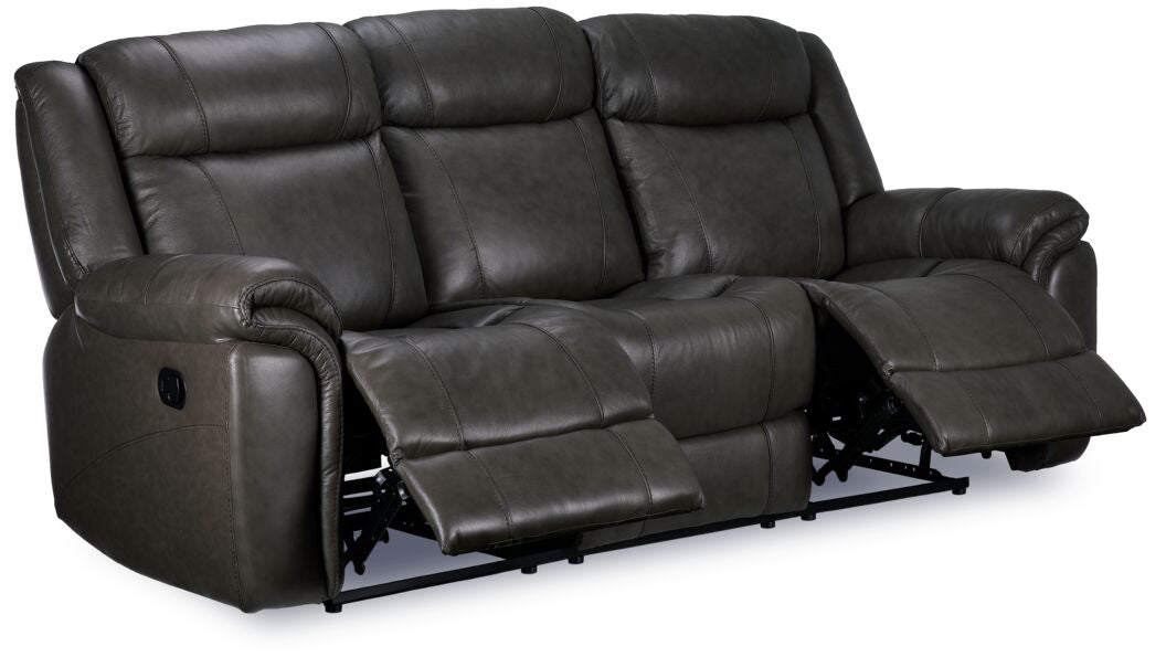 Plaza Reclining Leather Sofa and Rocker Recliner Set - Grey